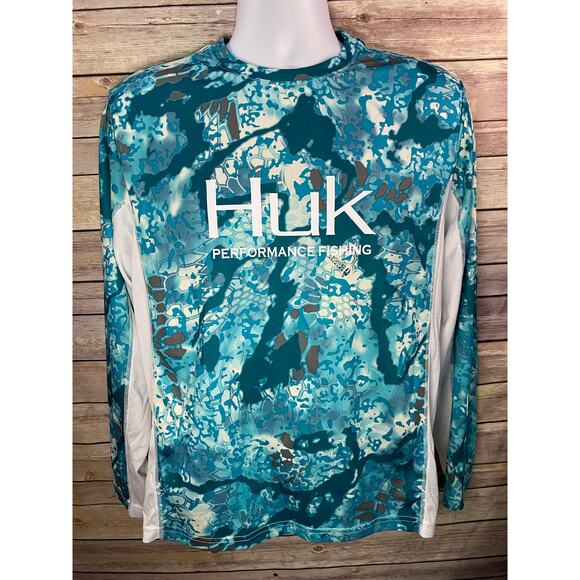 Huk Men’s Kryptek Icon X Obskura Shallows Long Sleeve Shirt Medium Fishing Tee - Picture 1 of 10